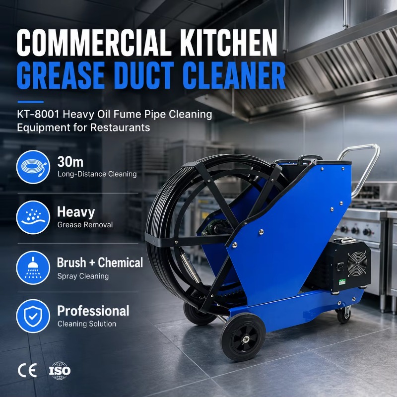Kitchen Cleaner Commercial - เครื่องทำความสะอาดท่อระบายคราบไขมันในครัวเชิงพาณิชย์ KT-8001 อุปกรณ์ทำความสะอาดท่อระบายควันน้ำมันหนักสำหรับร้านอาหาร