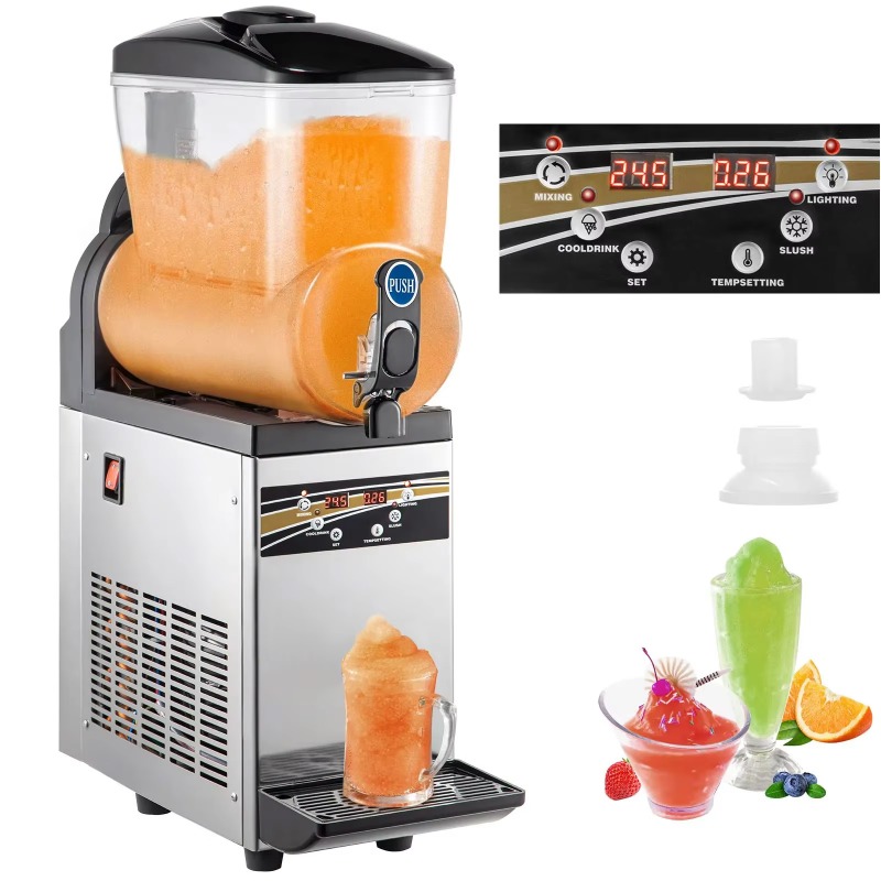 Commercial Ice Maker - เครื่องทำน้ำแข็งปั่นเชิงพาณิชย์ 2026VEVOR, เครื่องทำน้ำแข็งปั่นเชิงพาณิชย์ขนาด 1x15 ลิตร, เครื่องทำสมูทตี้และเครื่องดื่มแช่แข็งสแตนเลส,