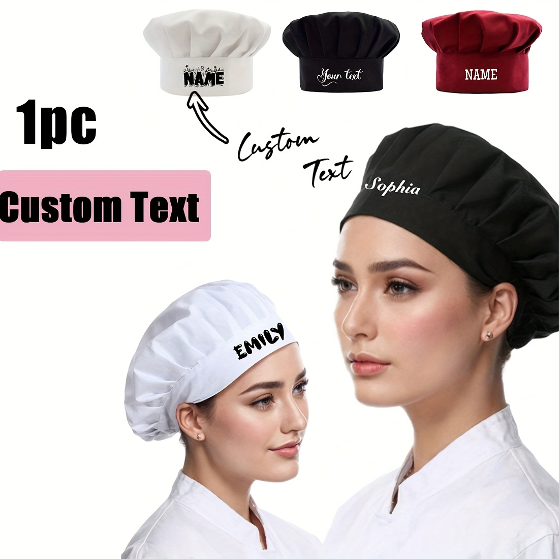Commercial Kitchen - หมวกเชฟแบบกำหนดเองได้, หมวกกันฝุ่น, หมวกปรุงอาหารในครัวแบบปรับได้, ร้านเบเกอรี่, คาเฟ่, ร้านขนมหวาน,