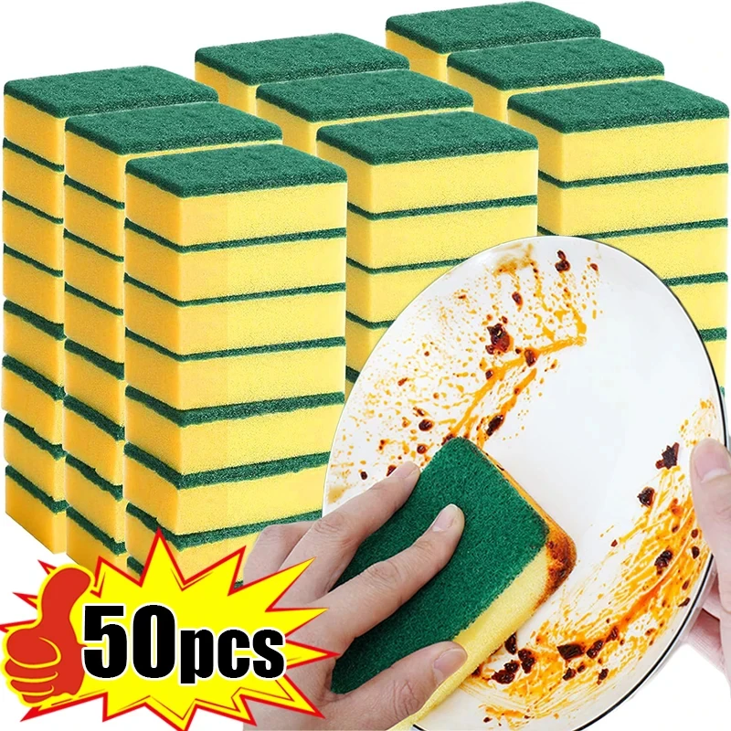 Commercial Kitchen Cleaning - ฟองน้ำทำความสะอาดสองด้าน ดูดซับน้ำได้ดีเยี่ยม สำหรับขัดหม้อ ขจัดคราบสนิม แปรงทำความสะอาด อุปกรณ์ทำความสะอาดในครัว