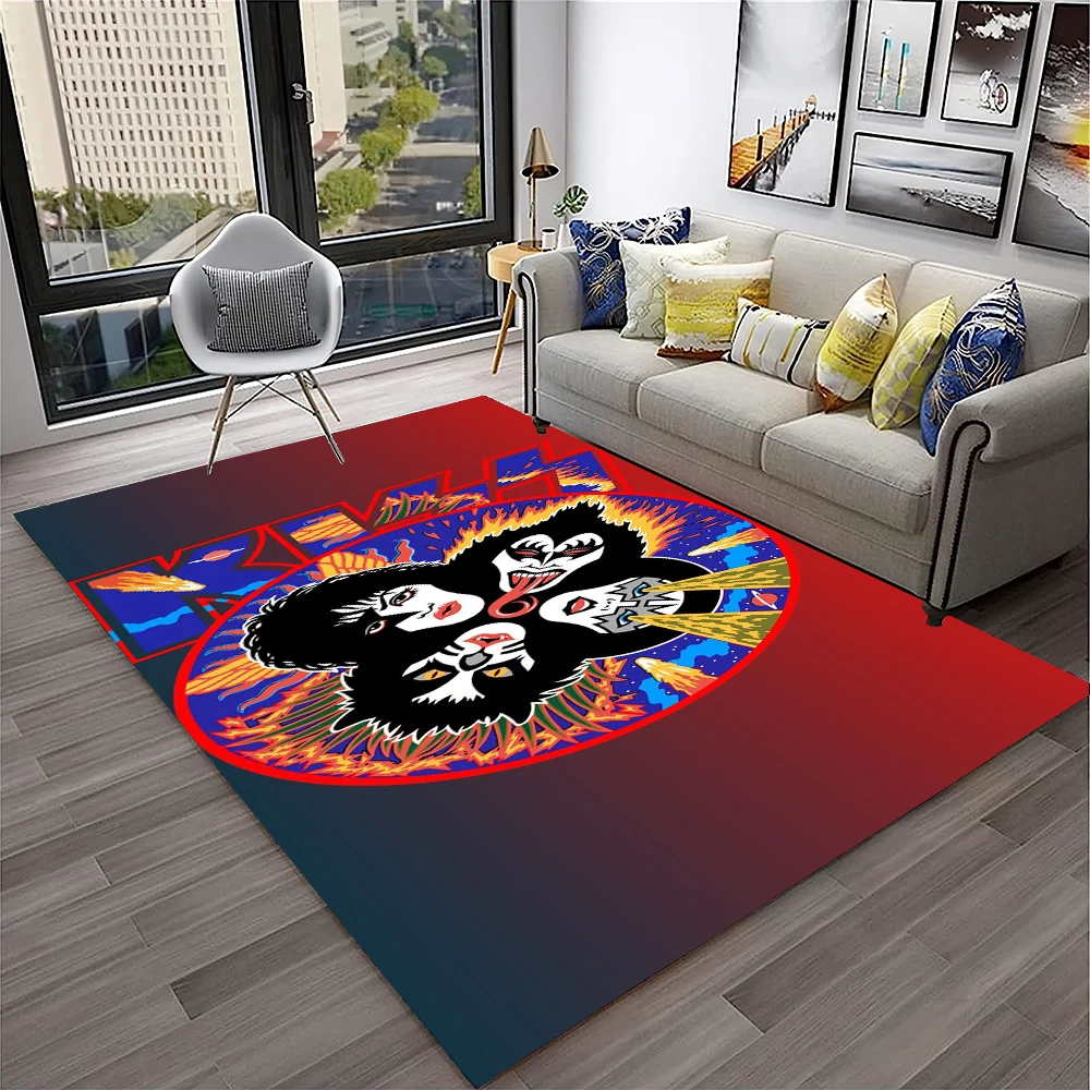Commercial Kitchen Non Slip Flooring - Retro KISS Rock Band พรมพรมสําหรับห้องนั่งเล่นห้องนอนห้องเด็กเล่นโซฟาห้องครัวพรมเช็ดเท้าตกแต่ง, เด็กพรมกันลื่น
