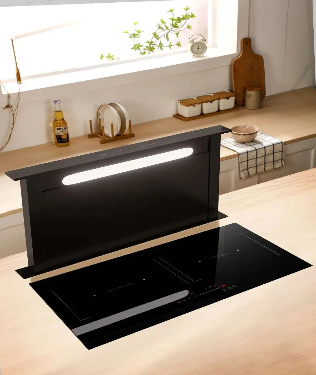 Commercial Kitchen Hood Installation - เครื่องดูดควันแบบเลื่อนออกได้ ขนาด 90 ซม. บางเฉียบ พร้อมระบบยกอัตโนมัติ