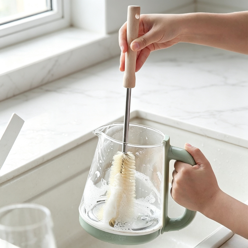 Commercial Kitchen Cleaning - แปรงล้างขวดนมด้ามไม้ยาว แปรงทำความสะอาดจุกนมเด็ก แปรงล้างขวดนมสำหรับทารก อุปกรณ์ทำความสะอาดครัวเรือน