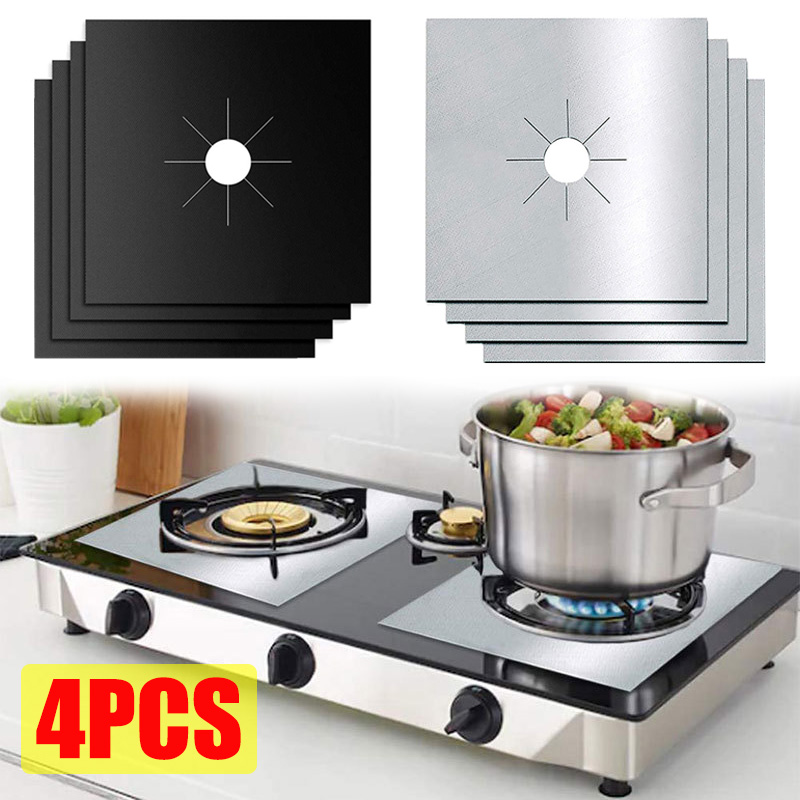 Commercial Kitchen Hood Installation - 1/4PCS เตาแก๊ส Protector หม้อหุงข้าวฝาปิดทําความสะอาด Pad สําหรับเครื่องครัวอุปกรณ์เสริมชิ้น